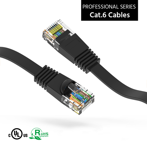 Bestlink Netware CAT6 Flat Ethernet Network Cable- 45ft- Black 100745BK